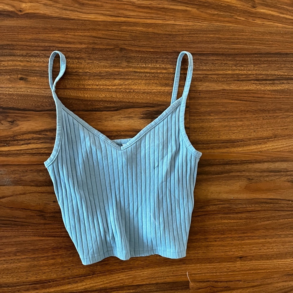 Urban Outfitters Light Blue Ribbed spaghetti strap Crop Top